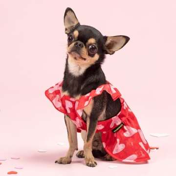 Fitwarm Valentines Day Sweet Heart Dog Dress for Small Pets - XS
