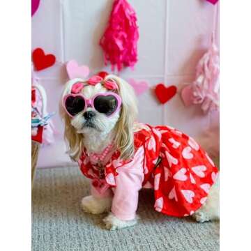 Fitwarm Cute Heart Dog Dress for Small Dogs - XS