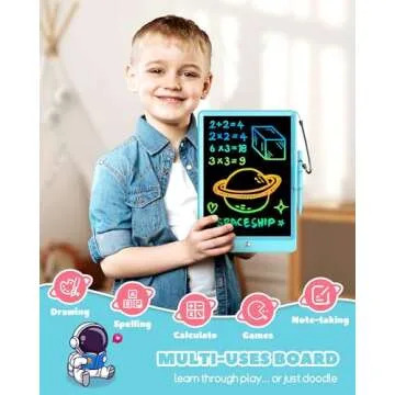 Derabika Lcd-Writing-Tablet-for-Kids 10 Inch, Toddler Toys for 3 4 5 6 7 8 Year Old Boy Birthday Gift Ideas, Erasable Drawing Pad Doodle Board Learning Toy Christmas Gifts for Girls Boys (Blue)