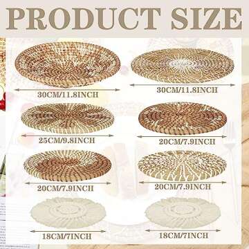 Xuhal Set of 8 Hanging Woven Wall Baskets Handmade Rustic Boho Decor Handcrafted Wicker Round Seagrass Basket Wall Art for Home Kitchen Farmhouse Table Living Room(Classic)