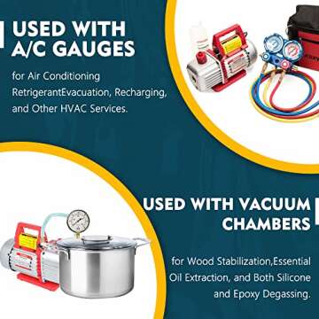 Kozyvacu Single-Stage HVAC Vacuum Pump, 4.5CFM - Ideal for AC Repair Tools, Car AC Vacuum Pump, AC Vacuum Pump Kit, and Recovery Machine HVAC - Also Known as Bomba de Vacio A/C (TA450)