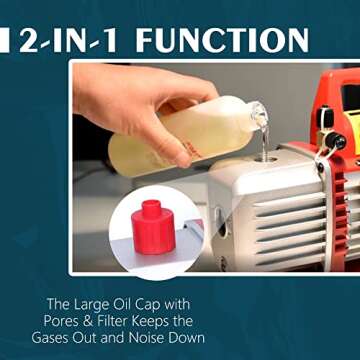 Kozyvacu Single-Stage HVAC Vacuum Pump, 4.5CFM - Ideal for AC Repair Tools, Car AC Vacuum Pump, AC Vacuum Pump Kit, and Recovery Machine HVAC - Also Known as Bomba de Vacio A/C (TA450)