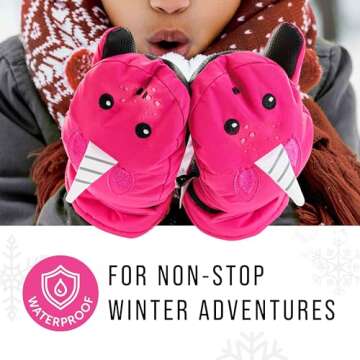 Maplefield Unicorn Snow Mittens for Kids Ages 4-6 – Waterproof & Fun!