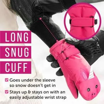 Maplefield Unicorn Snow Mittens for Kids 4-6 - Waterproof Fun