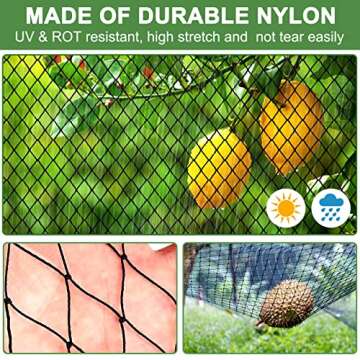 DQS Bird Netting for Garden Protection - 25x25ft Poultry Netting for Chicken Coop, 1” Mesh Heavy D...