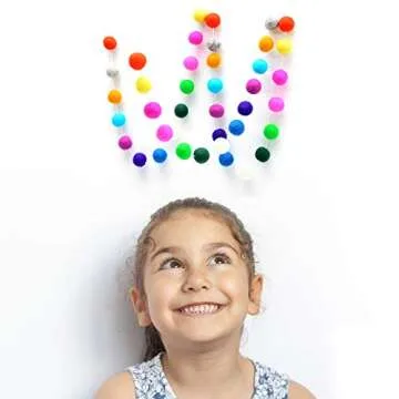 Vibrant Glaciart Pom Pom Garland - 12ft, 40 Wool Balls