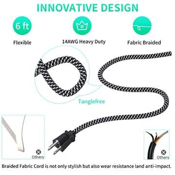 7-in-1 Power Strip with USB, Individual Switches, 6ft Cord