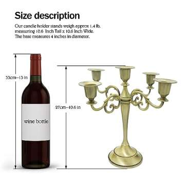 Viscacha Bronze Candle Holder，5 Arms Metal Candle Holders for Taper Candles（10.6 inch Tall Candl...