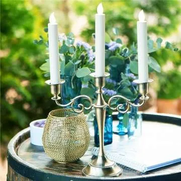 Viscacha Bronze Candle Holder，5 Arms Metal Candle Holders for Taper Candles（10.6 inch Tall Candlestick Holders, for 1/2-1 inch Pillar Candles Diameter Each）,Candelabra Centerpiece Decoration