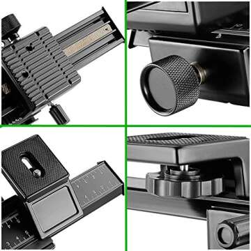 SHOOT Aluminum Pro 4-Way Macro Focusing Rail Slider/Close-up Shooting Photography for Canon Nikon Sony Pentax Olympus Samsung Other Digital SLR Camera and DC with 1/4" Screw Hole