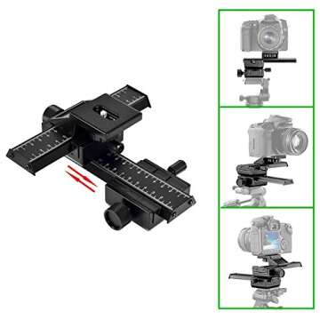 SHOOT Aluminum Pro 4-Way Macro Focusing Rail Slider/Close-up Shooting Photography for Canon Nikon Sony Pentax Olympus Samsung Other Digital SLR Camera and DC with 1/4" Screw Hole