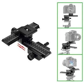 SHOOT Aluminum Pro 4-Way Macro Focusing Rail Slider/Close-up Shooting Photography for Canon Nikon Sony Pentax Olympus Samsung Other Digital SLR Camera and DC with 1/4" Screw Hole