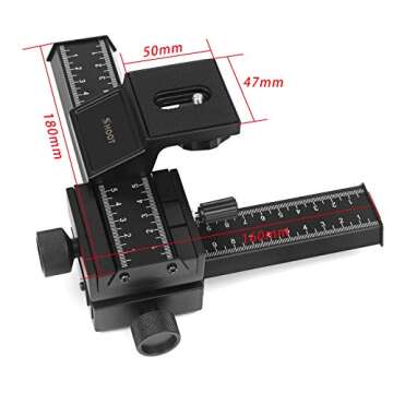 SHOOT Aluminum Pro 4-Way Macro Focusing Rail Slider/Close-up Shooting Photography for Canon Nikon Sony Pentax Olympus Samsung Other Digital SLR Camera and DC with 1/4" Screw Hole