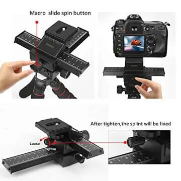 SHOOT Aluminum Pro 4-Way Macro Focusing Rail Slider/Close-up Shooting Photography for Canon Nikon Sony Pentax Olympus Samsung Other Digital SLR Camera and DC with 1/4" Screw Hole