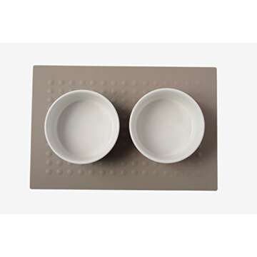 Waggo Dipper Ceramic Dog Bowl for Small and Large Breeds - Heavyweight and Durable Pet Food and Water Dish Crock, Dishwasher Safe, Modern (Rose, Medium)