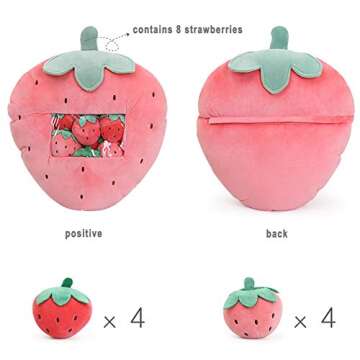 REFAHB Cute Throw Pillow Stuffed Strawberry Toys Removable Fluffy Creative Gifts for Teens Girls Kids,