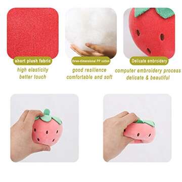 REFAHB Cute Throw Pillow Stuffed Strawberry Toys Removable Fluffy Creative Gifts for Teens Girls Kids,