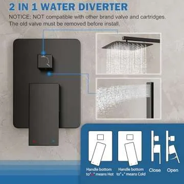 HoliSpa Black Shower Faucet Set with Rain Showerhead