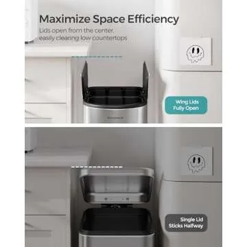 SONGMICS Dual Trash Can: 13 Gallon, Soft Close & Stainless Steel
