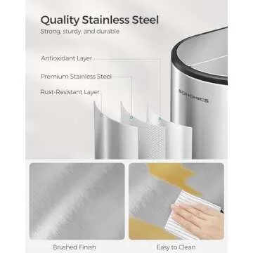 SONGMICS Dual Trash Can: 13 Gallon, Soft Close & Stainless Steel