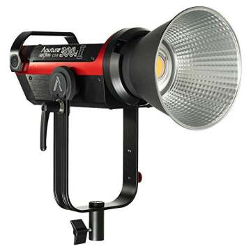 Aputure 300D II Led Video Light,Aputure 120d II Upgraded Version 350W 5500K Daylight Photography Lighting CRI 96+ TLCI96+ 45000lux@0.5m with The Reflector 8 Built-in Lighting FX Low V-Mount