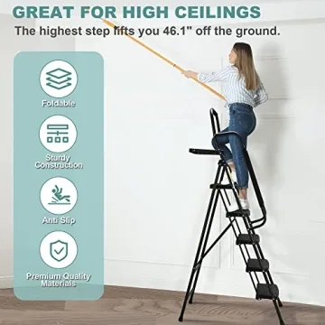 HBTower Sturdy 5 Step Ladder with Anti-Slip Pedal