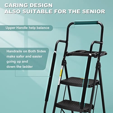 HBTower Sturdy 5 Step Ladder with Anti-Slip Pedal