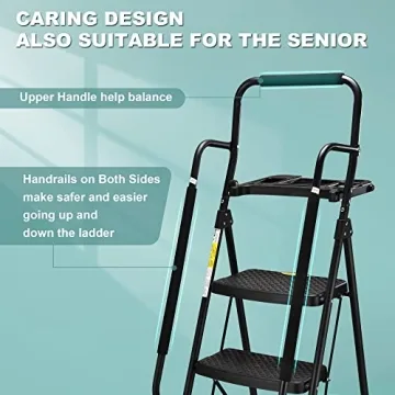 HBTower Sturdy 5 Step Ladder with Anti-Slip Pedal