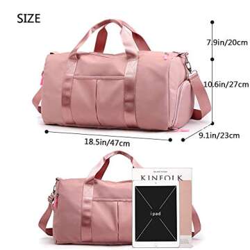 COTEetCI Travel Duffle Bag for Women Sports Tote Gym Bag Nylon Carry On Bag Large Weekender Overnight Bag with Shoes Compartment