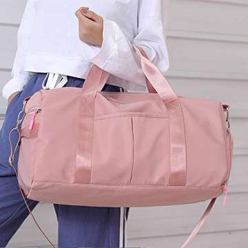 COTEetCI Travel Duffle Bag for Women Sports Tote Gym Bag Nylon Carry On Bag Large Weekender Overnight Bag with Shoes Compartment