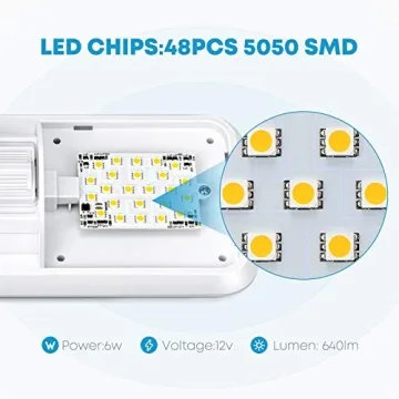 Kohree RV Lights Interior, Upgrade 800 Lumens RV LED Ceiling Lights, 12V RV Lights Fixture with ON/OFF Switch for RV Car Trailer Camper Boat, Natural White 4000-4500K, 48X5050SMD (5PCS)