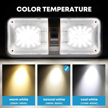 Kohree RV Lights Interior, Upgrade 800 Lumens RV LED Ceiling Lights, 12V RV Lights Fixture with ON/OFF Switch for RV Car Trailer Camper Boat, Natural White 4000-4500K, 48X5050SMD (5PCS)