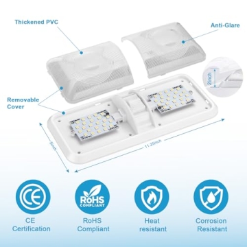 Kohree RV Lights Interior, Upgrade 800 Lumens RV LED Ceiling Lights, 12V RV Lights Fixture with ON/OFF Switch for RV Car Trailer Camper Boat, Natural White 4000-4500K, 48X5050SMD (5PCS)