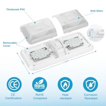 Kohree RV Lights Interior, Upgrade 800 Lumens RV LED Ceiling Lights, 12V RV Lights Fixture with ON/OFF Switch for RV Car Trailer Camper Boat, Natural White 4000-4500K, 48X5050SMD (5PCS)
