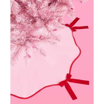 xo, Fetti Pink Christmas Tree Skirt | 36" | Holiday Bow Decorations, Merry Xmas Party Accessory, Tree Stand Collar Blanket