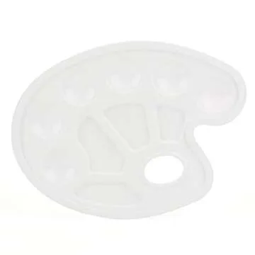 Tosnail 50 Pack Plastic Paint Tray Palettes with Ten-well Thumb Holes for Kids or Students Paints on School Project, Art Class, Painting Party