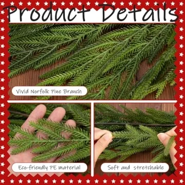 Watayo 2 Pcs Realistic Norfolk Pine Garland - 6 Ft