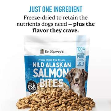 Dr. Harvey's Wild Alaskan Salmon Bites - Freeze Dried Dog Training Treats with Salmon Meat for Dogs - 7 Ounces