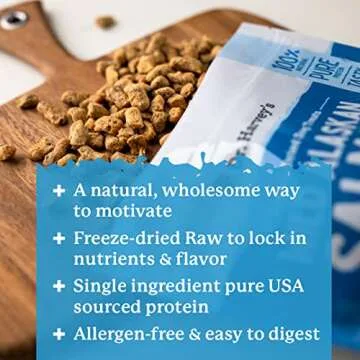 Dr. Harvey's Wild Alaskan Salmon Bites - Freeze Dried Dog Training Treats with Salmon Meat for Dogs - 7 Ounces