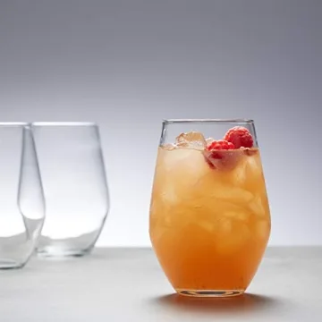 Amazon Basics Stemless Wine Glasses - Set of 6, 19-Ounce Clear