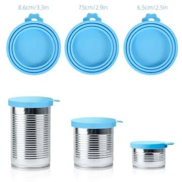 SHENGQIDZ 3 Pack Pet Food Can Covers Universal Can Lids Safe/Silicone Dog&Cat Food Can Lid Covers (green+blue+orange)