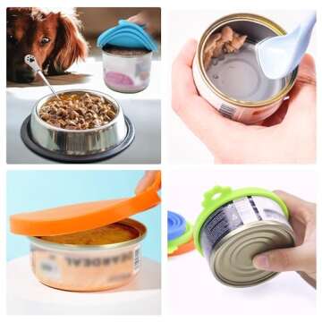SHENGQIDZ 3 Pack Pet Food Can Covers Universal Can Lids Safe/Silicone Dog&Cat Food Can Lid Covers (green+blue+orange)