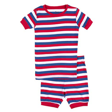 Leveret Shorts Pajamas Boys 2 Piece Set 100% Cotton - Soft & Stylish in Red/White/Blue, Size 4 Toddl...