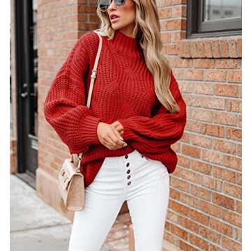 BWQ Women's 2024 Fall Oversized Pullover Sweaters Loose Casual Crewneck Long Sleeve Chunky Soft Cabl...