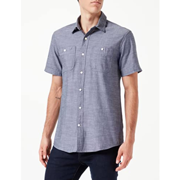 Amazon Essentials Men's Regular-Fit Short-Sleeve Chambray Shirt for Everyday Style