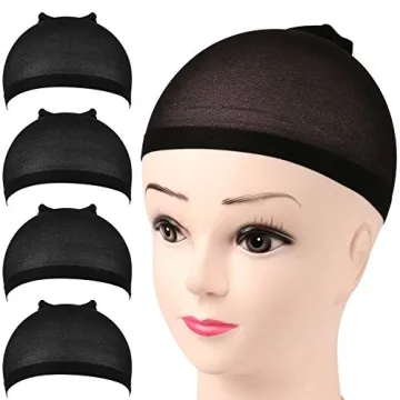 FANDAMEI Wig Cap - Premium Nylon Wig Caps Set of 4 for Women (Black)