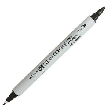 Kuretake Fude Brush Pen Twin ZIG Clean Color II, No.10, Black (TC-6600-010)