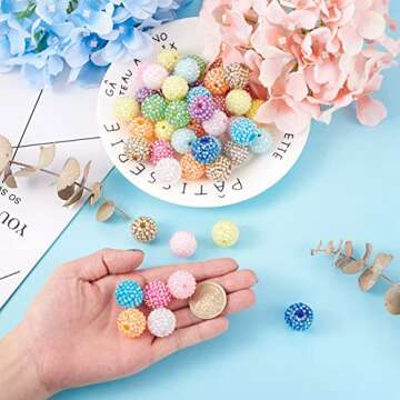 Beadthoven 100pcs Resin Rhinestone Beads, 20mm Focal Beads for Pens, Sparkly Disco Ball Beads AB Can...