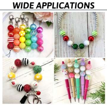 Beadthoven 100pcs Resin Rhinestone Beads, 20mm Focal Beads for Pens, Sparkly Disco Ball Beads AB Candy Color Crystal Bling Diamond Beads Glittery Bubblegum Beads for DIY Jewelry Making Keychain