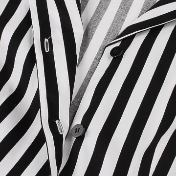 1950s Vintage Dress Women Classic Black Stripe Button Style